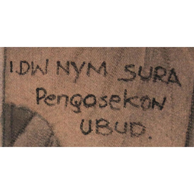 Boho Chic Vintage Large Balinese Painting Birds & Lotus Flowers For Sale - Image 3 of 5