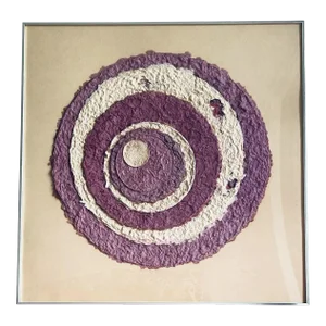 Cast Paper Monoprint Purple Mod Geometric Signed May Reisz 1970s 1980s Framed