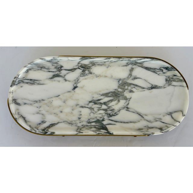 Revelation Modern Brass and Arabescato Marble Lozenge Tray For Sale - Image 4 of 5