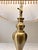 Vintage Brass Table Lamp With Green & Burgundy Damask Shade, Beaded Fringe, Ornate Traditional European Style, Decorative Accent Lighting For Sale In Naples, FL - Image 6 of 12