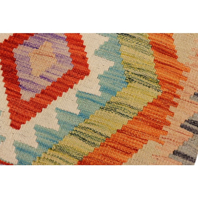 1990s Retro Kilim Gray Rust Hand-Woven Wool Rug For Sale - Image 5 of 9