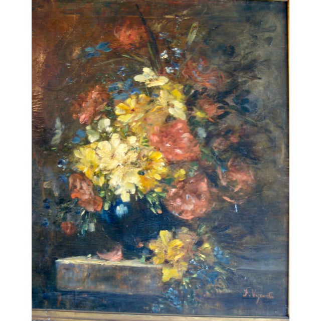 Figurative Still Life Oil Painting of Flowers Signed François Visconti For Sale - Image 3 of 12
