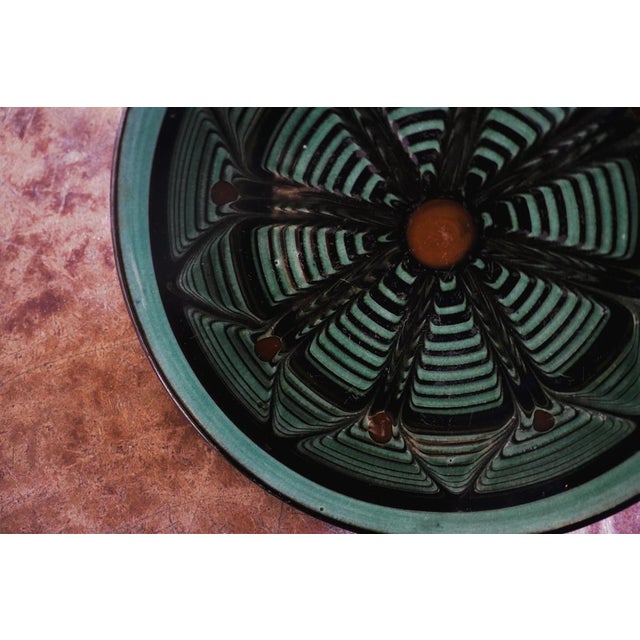 Art Nouveau Turquoise Green Small Plate Stoneware Pottery by Herman A. Kähler of Denmark For Sale - Image 3 of 7