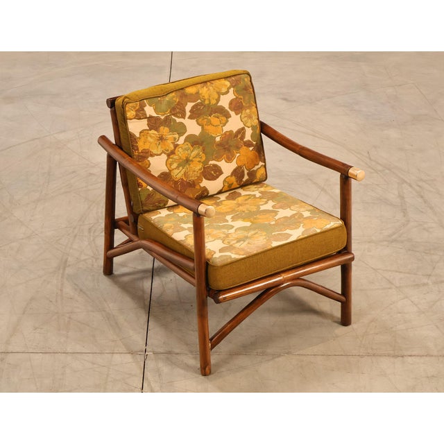 High Quality Vintage Bamboo Frame Lounge Armchair with Custom Upholstered Cushions