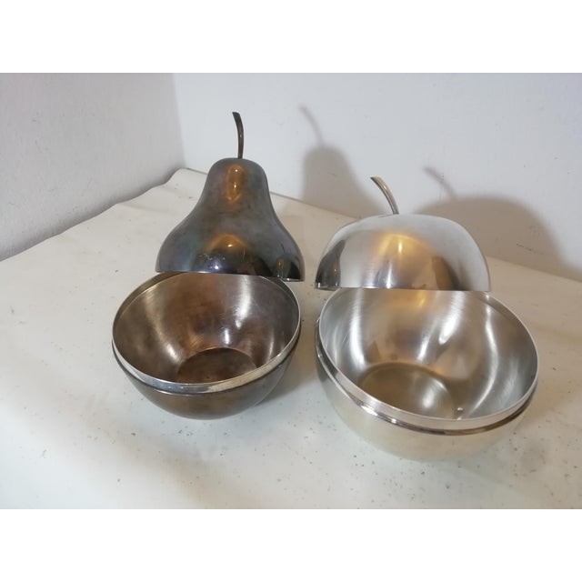 Apple and Pear by Lino Sabattini for Fleuron Christofle, France, 1960s, Set of 2 For Sale - Image 6 of 7