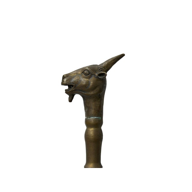 Vintage Metal Goat Head Shape Handle Walking Stick For Sale - Image 4 of 9