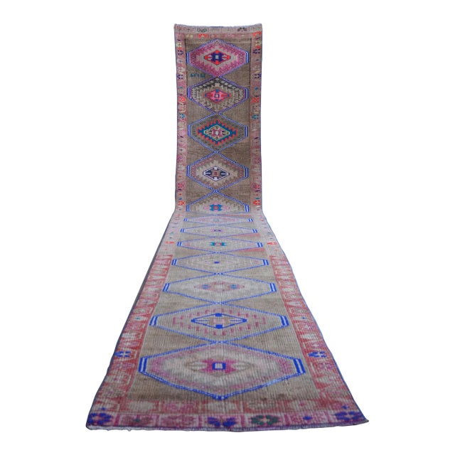 1940s Hand-Knotted Kurdish Tribal Extra Long Runner Rug Herki - 2′8″ × 15′11″ For Sale