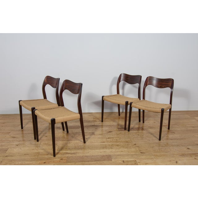 1960s Mid-Century Model 71 Dining Chairs in Rosewood by Niels Moller from J.L. Møllers, 1960s, Set of 4 For Sale - Image 5 of 18