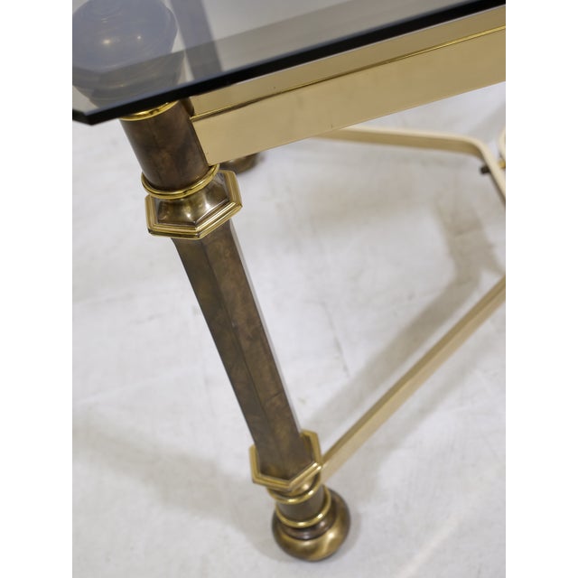 Hollywood Regency Brass Coffee Table with Smoked Glass Top, 1970 For Sale - Image 6 of 7