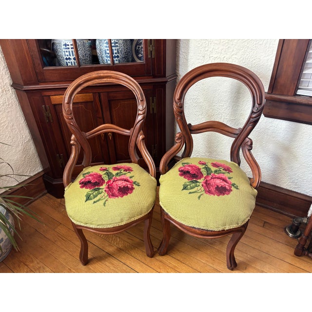 19th Century Victorian Mahogany Balloon Back Parlor Side Chairs - A Pair For Sale - Image 12 of 12