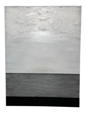 "Sun Coming Out From the Clouds" Contemporary Minimalist Mixed-Media Painting
