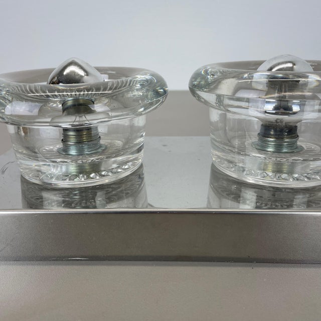 Space Age Original Metal Chrome Glass Wall Sconce Cosack Lights, Germany, 1970s For Sale - Image 13 of 18