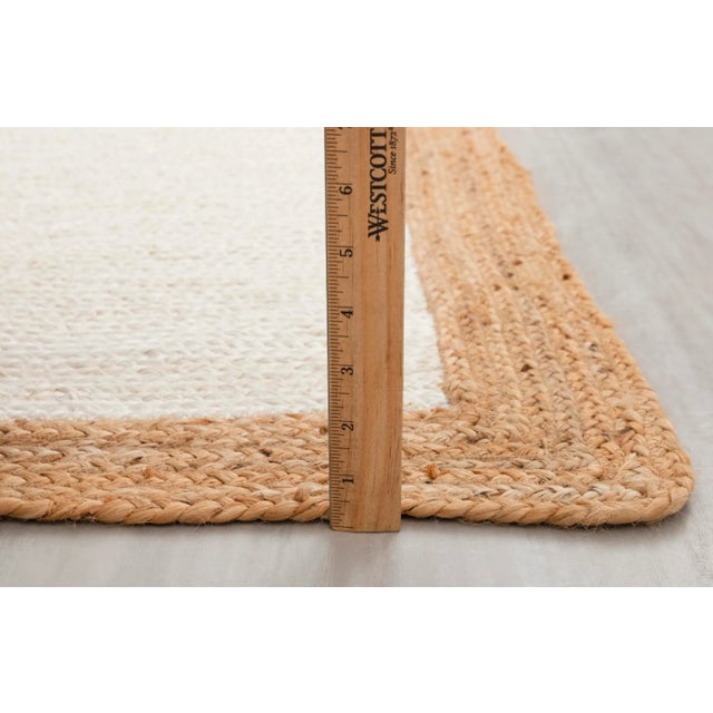 Natural Gold With White Jute Handwoven Boho Area Rug 9x12 Ft. For Sale - Image 12 of 13