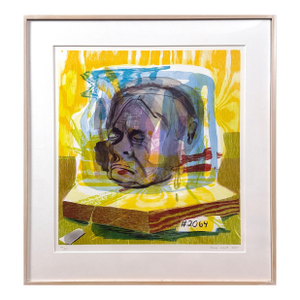 Dana Schutz - Untitled (Head of Timothy Leary), Signed (Lithograph on Heavy Art Paper)