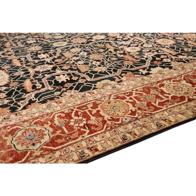 Traditional Pasargad Home Denver Navy Wool Area Rug- 9' 1" X 12' 2" For Sale - Image 3 of 6