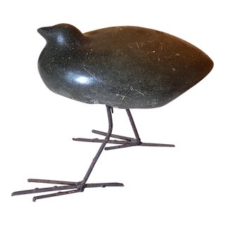 Late 20th Century Contemporary Serpentine Stone and Iron Sculpture of a Bird by Bernard Nkanjo For Sale