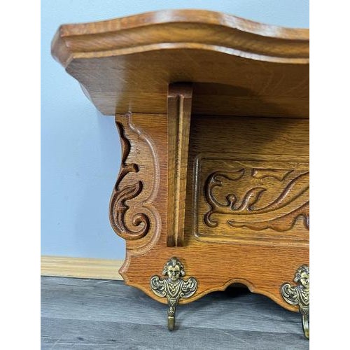 French Style Coat Rack in Oak with Hooks For Sale - Image 6 of 11