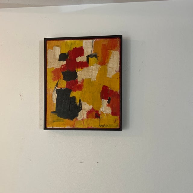 Modern American abstract oil on canvas sign rd framed