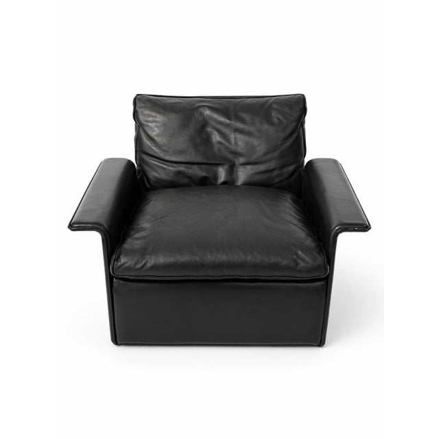 Dieter Rams Model 620 Armchair and Modular 2-Seater Sofa in Black Leather by Dieter Rams for Vitsoe, 1970s, Set of 2 For Sale - Image 4 of 5