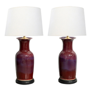 Imposing Pair of Chinese Oxblood Glazed Porcelain Lamps
