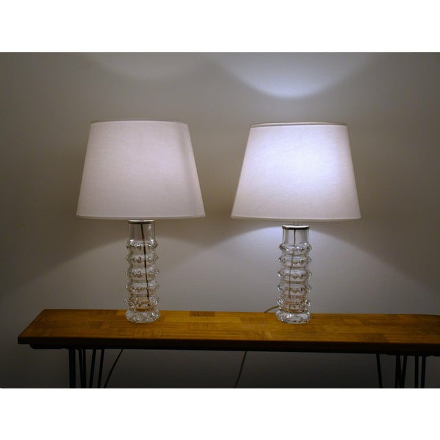 1950s Swedish Art Glass Table Lamps by Carl Fagerlund for Orrefors, 1950s, Set of 2 For Sale - Image 5 of 12