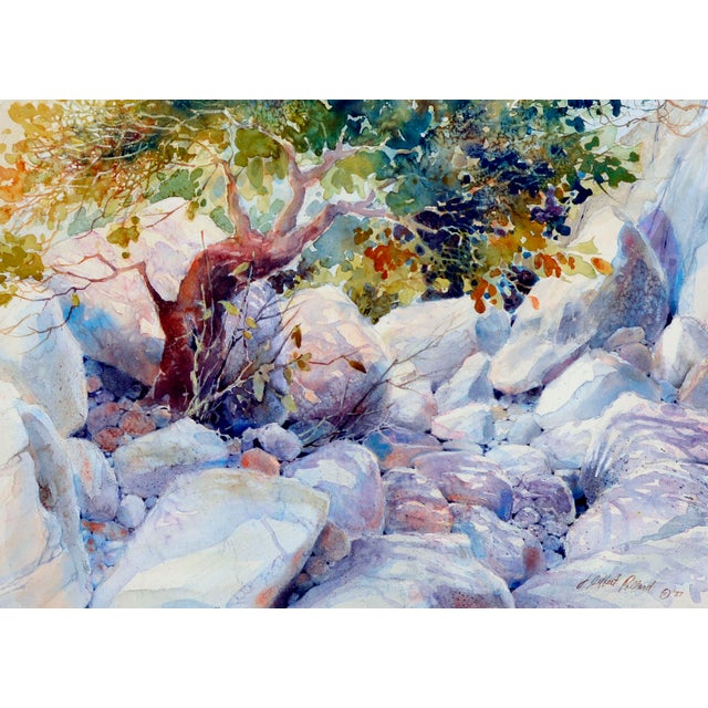 Impressionist Julie Gilbert Pollard Rocky Landscape Impressionist Watercolor 1980s For Sale - Image 3 of 6