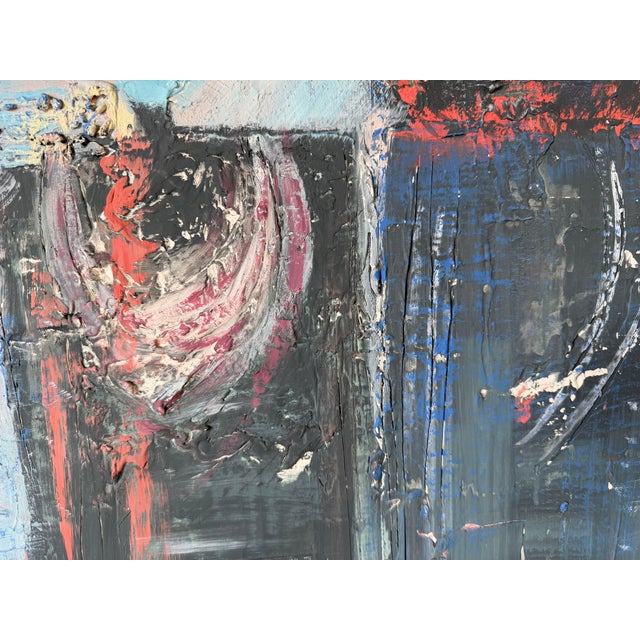 1980’s Vintage Lynn Impressionist Abstract Figurative Oil Painting on Canvas - Unframed For Sale - Image 13 of 15