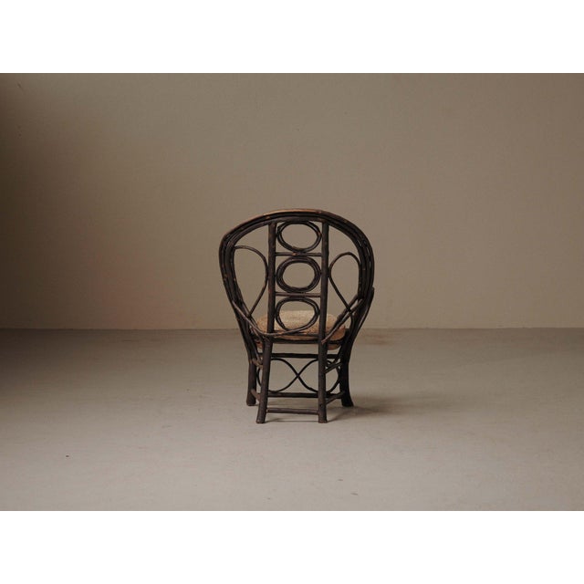 Tan Antique French Folk-Art Hazel Branch Armchair, 1890s For Sale - Image 8 of 18