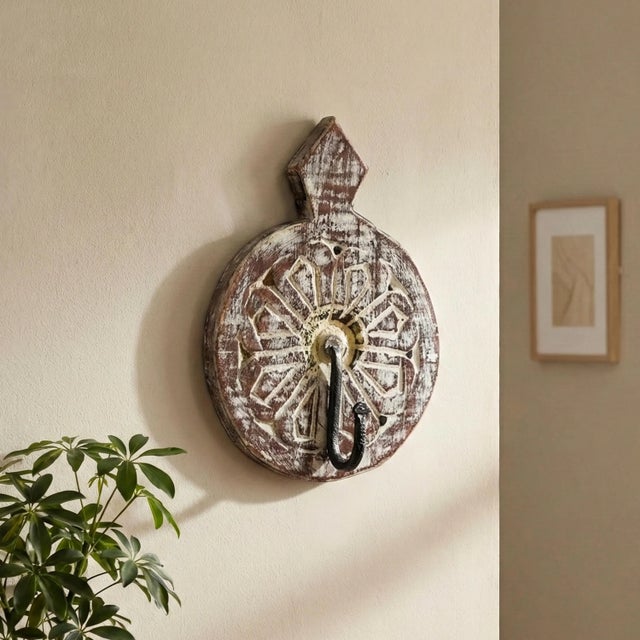 Infuse your home with the soulful character of genuine artisan craftsmanship with this striking Rustic Carved Wood Wall...