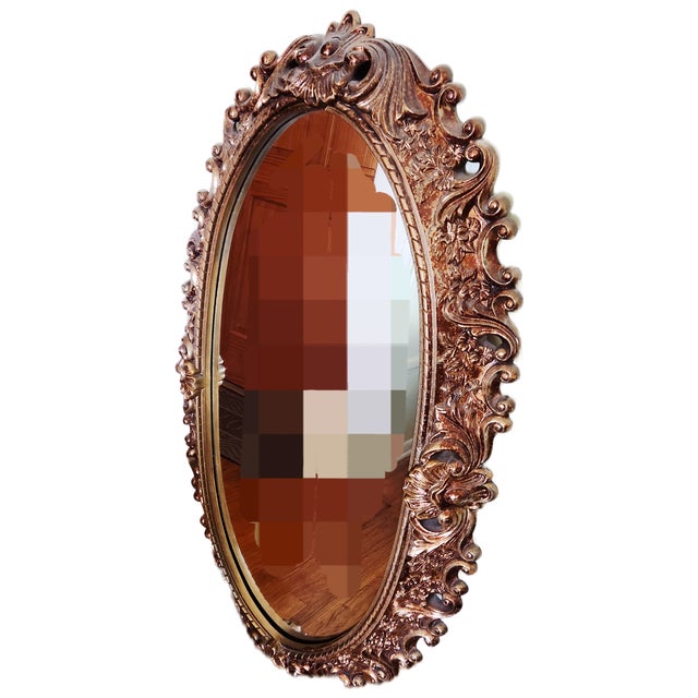 Gold Mid Century Gold Acanthus Leaf Oval Wall Mirror For Sale - Image 8 of 8