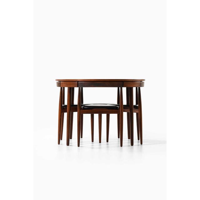 1960s Dining Table and Chairs in Teak and Leather attributed to Hans Olsen for Frem Røjle, 1960s, Set of 5 For Sale - Image 5 of 9
