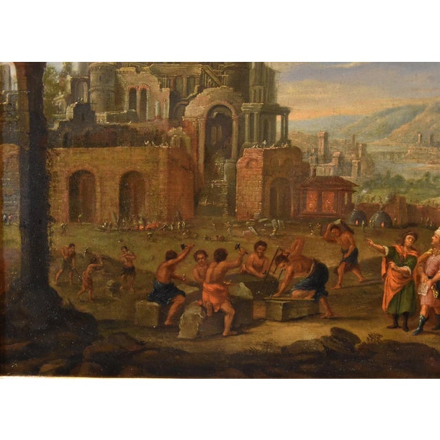Flemish Artist, Landscape with Tower of Babel, 17th-18th Century, Oil on Canvas, Framed For Sale - Image 11 of 17