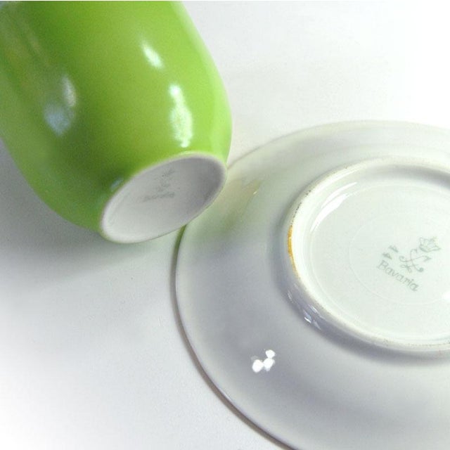 Ceramic Green & Gold Coffee Cup & Saucer, 1950s, Set of 2 For Sale - Image 7 of 8