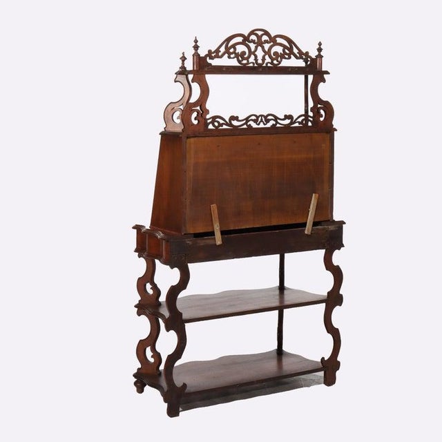 Antique Victorian Rococo Walnut Drop Front Lady’s Desk C1880 For Sale - Image 11 of 11