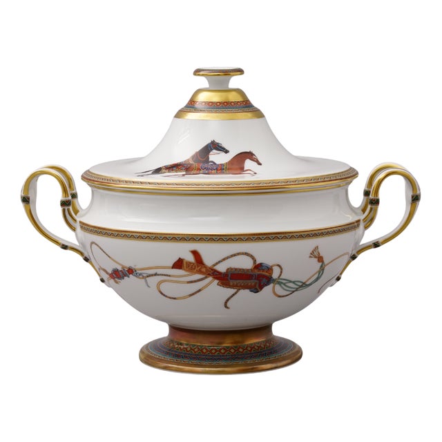 Cheval Dorient Soup Bowl, Tureen, or Dish with Box from Hermes Paris, 2010s For Sale