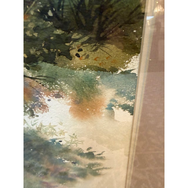 Circa 1972 David Solomon "Summer Woods" Original Watercolor Painting, Framed For Sale In San Francisco - Image 6 of 12