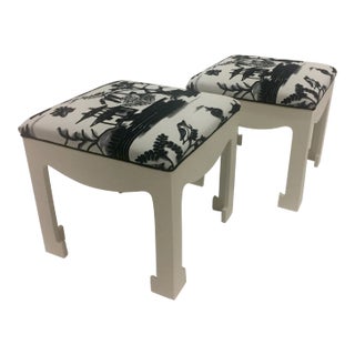 1970s Vintage Hollywood Regency Ottomans- A Pair For Sale