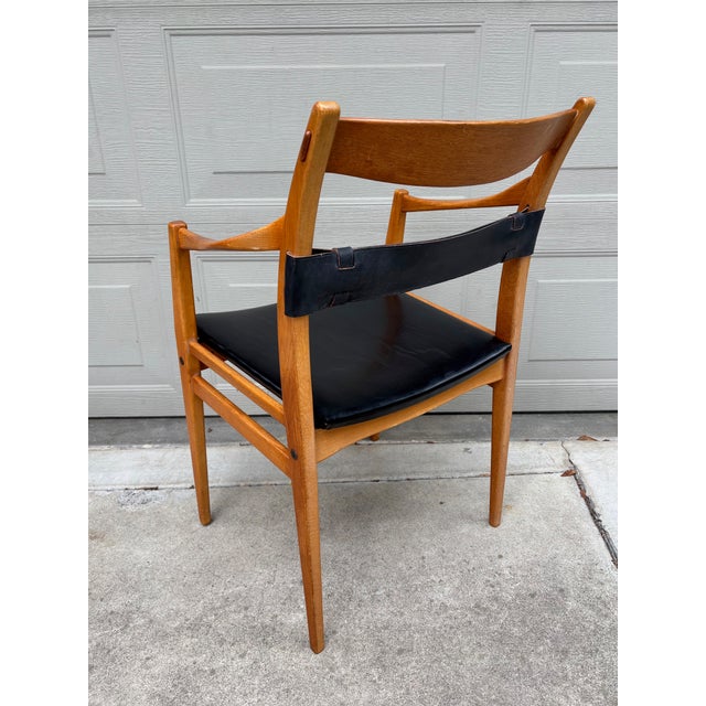 Yngve Ekström Dux Yngve Ekström Remus Teak Leather Dining Side Captains Chairs Danish Lot 6 For Sale - Image 4 of 16