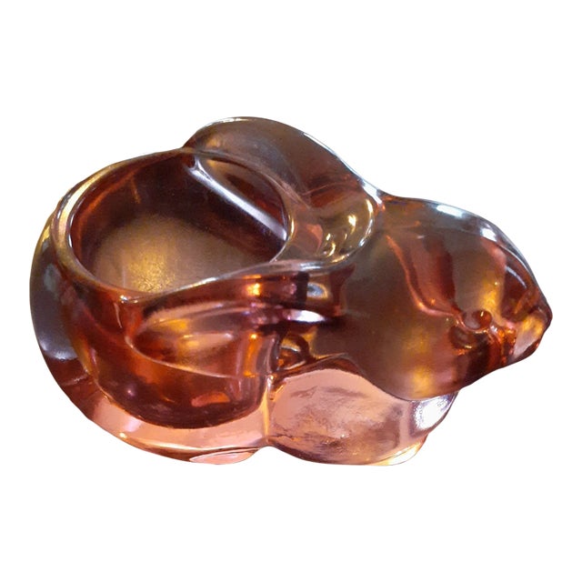 1980s Pink Art Glass Bunny Tealite Holde For Sale