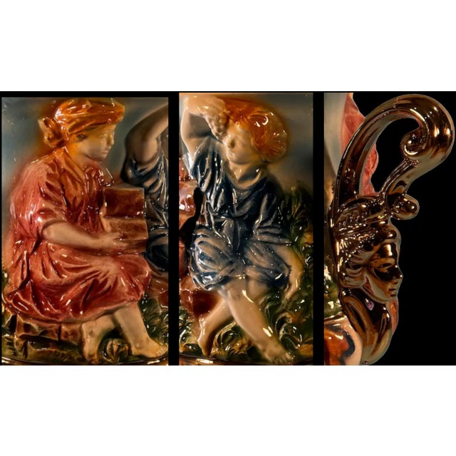 Capodimonte Porcelain Double Handled Urn Vase Boy and Girl For Sale - Image 14 of 17