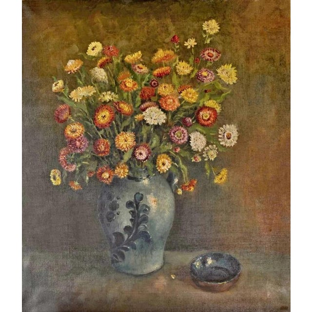 Still Life with Flowers, Oil Painting on Canvas, Framed For Sale - Image 4 of 4