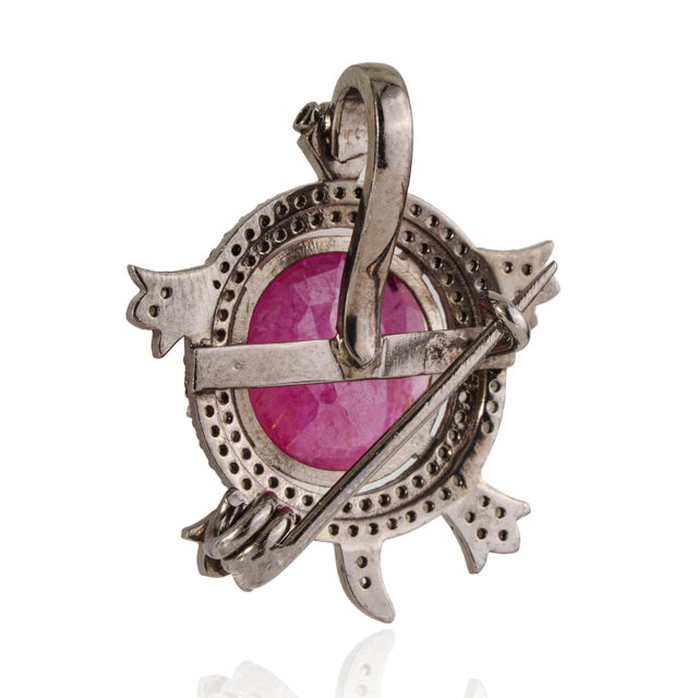 Not Yet Made - Made To Order 8 Carat Ruby & Diamond Pavé Turtle Animal Brooch Cum Pendant in 925 Sterling Silver For Sale - Image 5 of 15