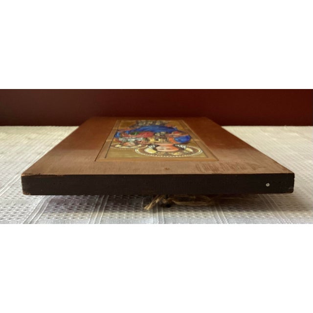 Vintage Orthodox Icon Infant of Prague Hand Painted Tiles on Wooden Wall Plaque For Sale - Image 11 of 12