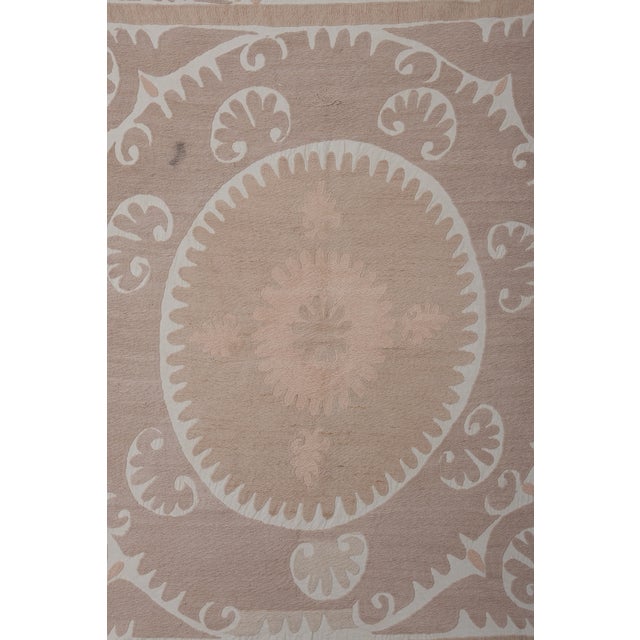 Suzani Tapestry - Pink Uzbek Table Cloth For Sale - Image 9 of 12
