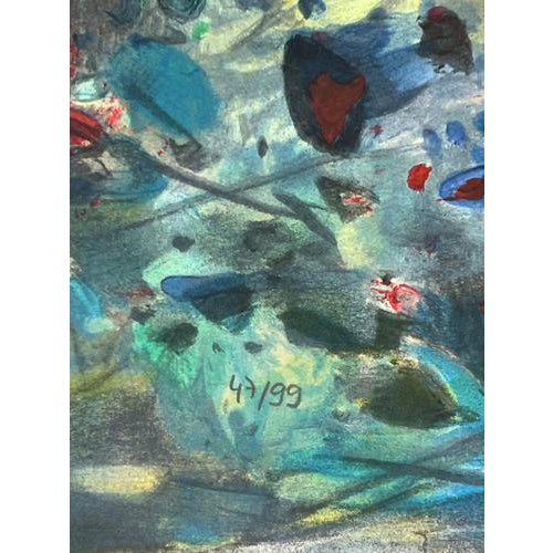 Contemporary Chu Teh-Chun, Blue Season (Panel I), 2006, Lithograph For Sale - Image 3 of 4