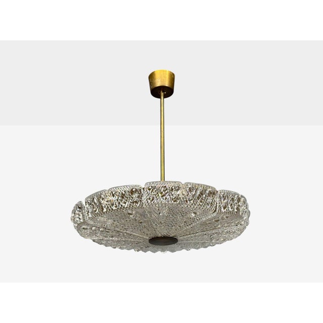 1960s Carl Fagerlund, Pendant Light, Textured Glass, Brass For Sale - Image 4 of 15