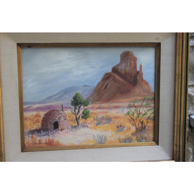 Desert Landscape Oil Painting Adobe Mountain Framed Vintage Original