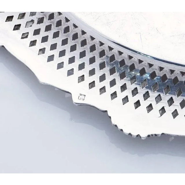 Large English Silver Round Serving or Drinks Tray With Handles For Sale - Image 12 of 13