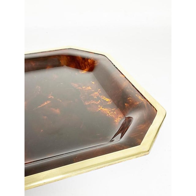 Brass and Faux Tortoiseshell Effect Tray, France, 1970s For Sale - Image 4 of 15