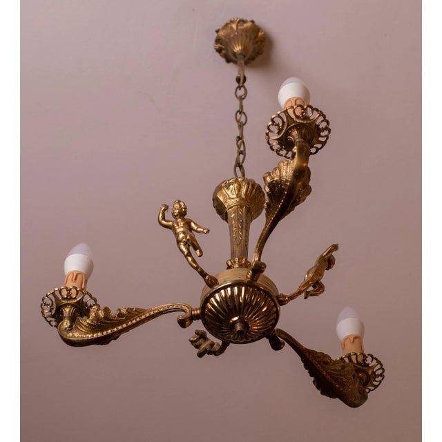 Early 20th Century Italian Brass Chandelier With Kids For Sale - Image 13 of 13